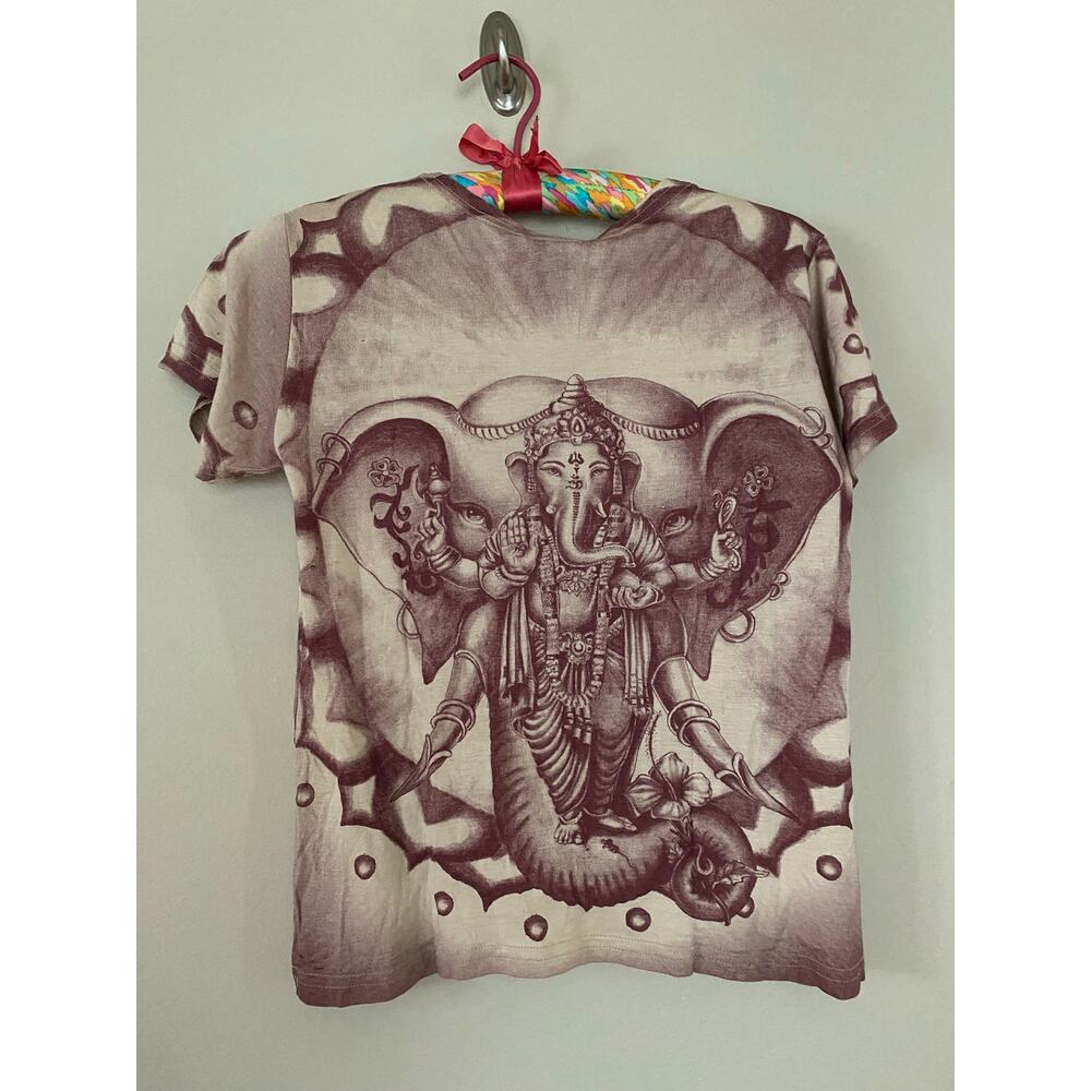 Amazing rare Y2K lord ganesh ganesha hindu t shirt size m front back print xs/m - Picture 4 of 4